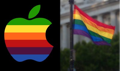 No coincidence that the apple logo is the same as the queery rainbow flag
